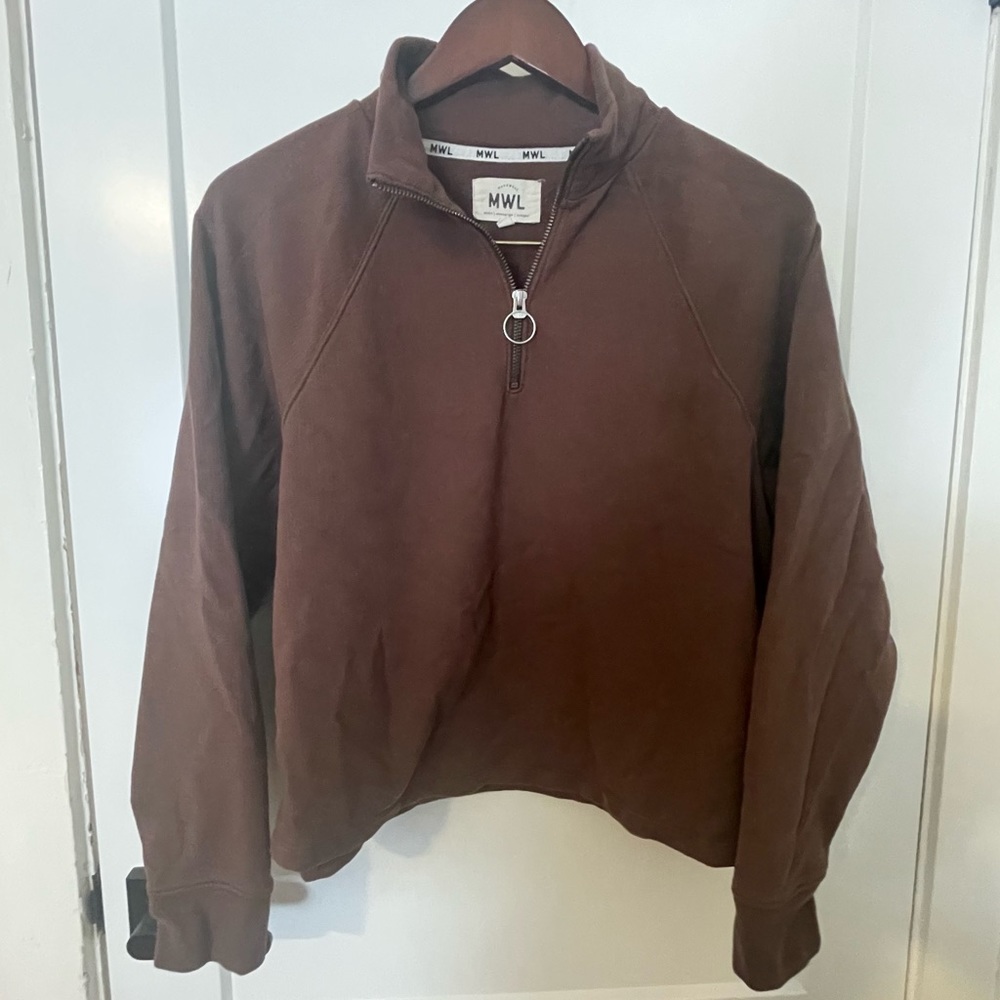 Madewell Semi-Cropped Brown 1/4 Zip
